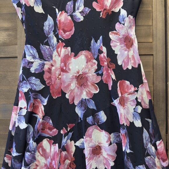 Connected Apparel Asymmetrical Midi Fit & Flare Floral Wedding Date Dress Sz 10 - Picture 9 of 11
